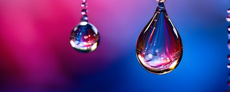 abstract painting in vibrant colors of water droplets adorning a windowの素材