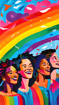 illustration of diverse individuals from the lgbt community in solidarity in pop art styleの素材