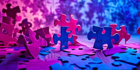 scattered puzzle pieces scattered aroundの素材