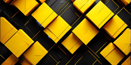 abstract background composed of overlapping rectangles in various shades of yellowの素材