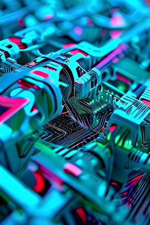 abstract illustration of artificial intelligence as an intricate web of neural networksの素材