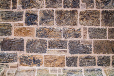 you can see a brickwork with different sized rectangular shapesの写真素材