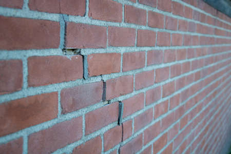 Crack in Brick Wall caused by subsidenceの写真素材