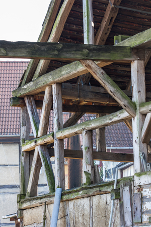old half timbered house is being renovatedの写真素材