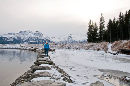 Water Reservoir Lake at Schmittenhhe, Zell am See, Salzburg, Salzburg, Austriaの写真素材