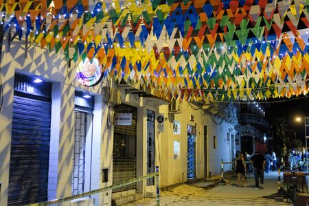 Cartagena de Indias, Bolivar/Colombia, December 13 2017: Colorful street decoration in Getsemani - a historic district of the city.の写真素材
