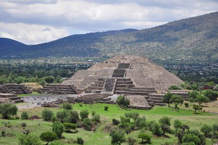 View of the pyramid of the moon at aztec pyramid Teotihuacan , ancient Mesoamerican city in Mexico, located in the Valley of Mexico, near of Mexico City, Mexico.の写真素材