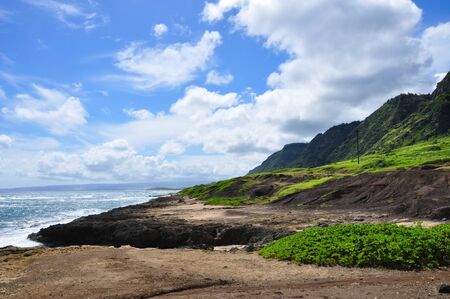 Mokuleia Beach Park, Kaena Point at the North Shore  on Oahu Island, Hawaii, United States.の写真素材