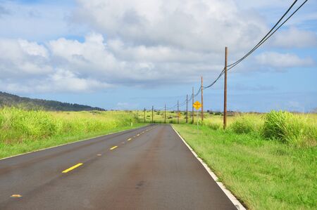 Road leading North  around Oahu Island, Hawaii, United Statesの写真素材