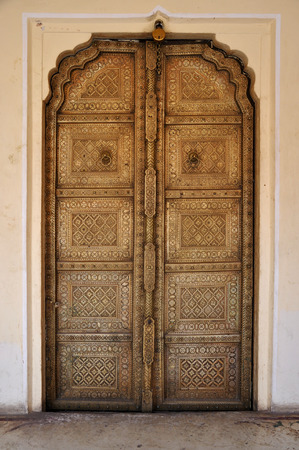 Art work door in Chandra Mahal Palace (City Palace) in Jaipur, The Pink City, Rajasthan, India.のeditorial素材