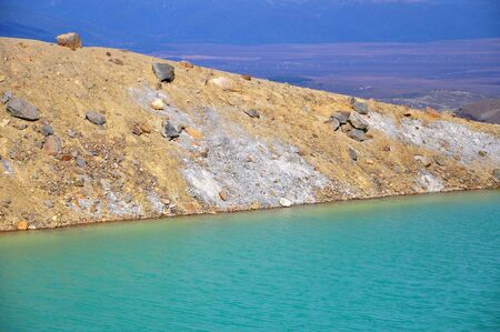 Close Up view of colorful Emerald lake and volcanic landscape, Tongariro Alpine Crossing, North Island, New Zealand.の写真素材