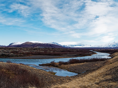Meltwater in Iceland in springの写真素材