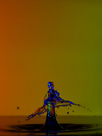 Close-up of water splashing against colored background