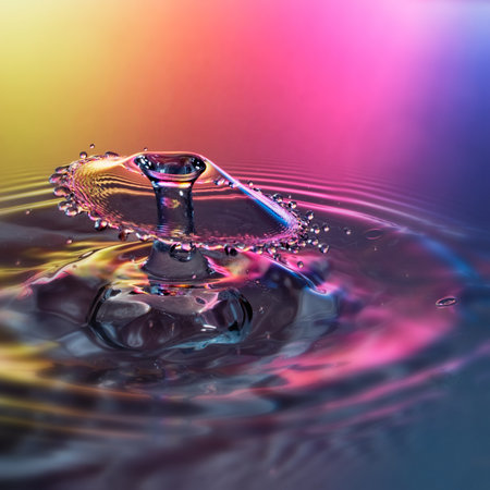 Close up of drop splashing in waterの写真素材
