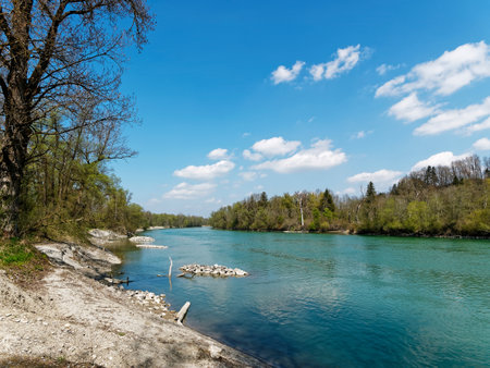Scenic view of river against skyの写真素材