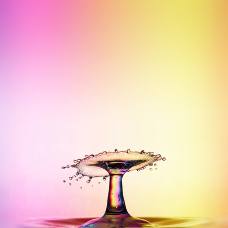 Water drop collision on a wet background. Water splash close upの写真素材