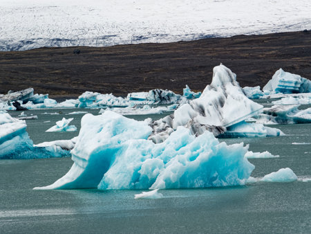 Ice formations and icebergs in Glacier Lagoon, Iceland, Europe