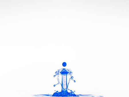 Water drop with human figure isolated on white background.の写真素材