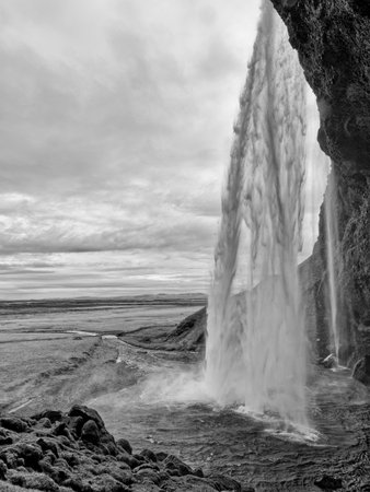 The Seljalandsfoss waterfall, Iceland, Europeの写真素材