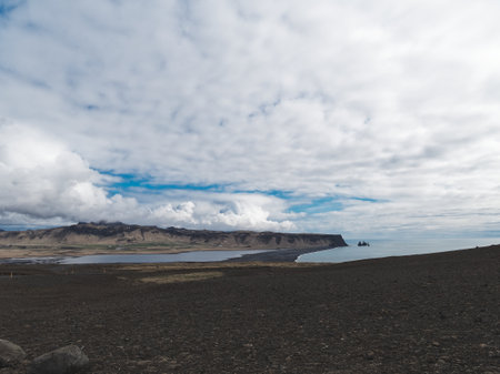 travel to Iceland - view of Reynisfjara Beach on Atlantic South Coast of Iceland in Septemberの写真素材