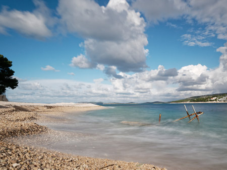 Coastal landscape of the Adriatic Sea in Croatia.の写真素材