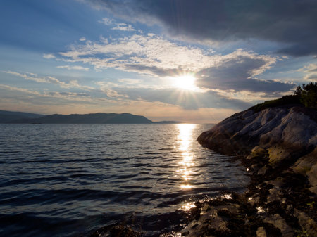 Sunset over the sea in Norway, Europe
