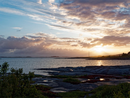 Sunset over the sea in Norway. Beautiful sunset over the sea.