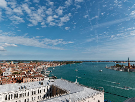 Panoramic view of Venice from the Campanile di San Marcoの写真素材