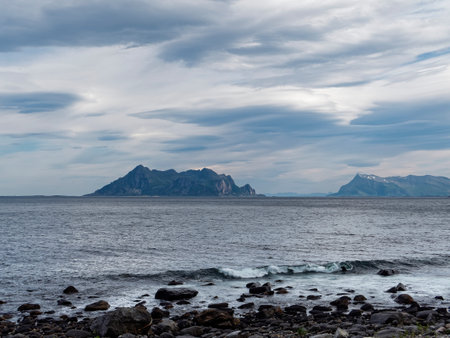 Rocky coast of the Lofoten islands, Norway.の写真素材