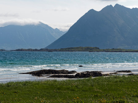 Landscape of the Lofoten islands in Norway, Scandinaviaの写真素材