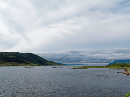 Landscape of the Norwegian fjords. Cloudy day.の写真素材