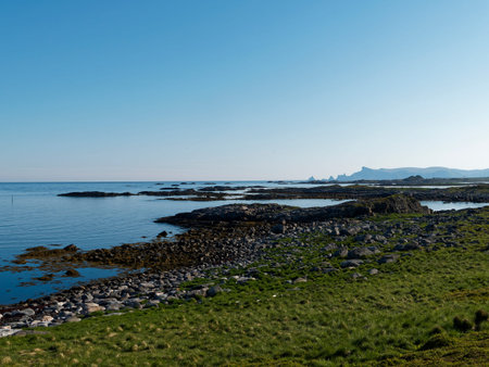 Rocky coast of the island of Lofoten, Norway.の写真素材