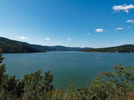 Landscape view of Danube river in Serbia, Balkans, Europeの写真素材