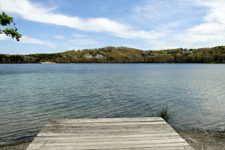 Scargo Lake dock Dennis Massachusetts Cape Codの写真素材