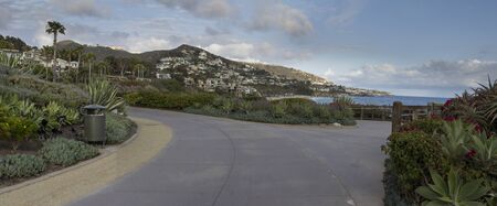 Fork in the road on the coastline of Laguna Beach Southern Californiaの写真素材