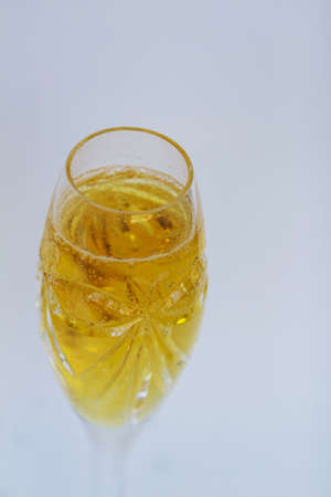 Champagne crystal glass flute on New Years Eveの写真素材