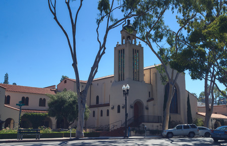 September 7, 2015, Laguna Beach, California. Laguna Presbyterian Church in the center of town on Labor Day. Editorial use onlyのeditorial素材