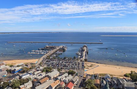 Provincetown, Massachusetts, Cape Cod city view and beach and ocean view from above.の写真素材