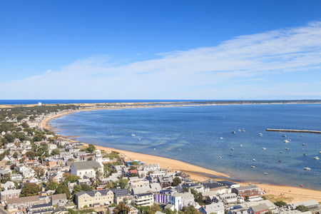 Provincetown, Massachusetts, Cape Cod city view and beach and ocean view from above.の写真素材