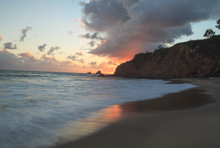 Sunset over Crescent Bay in Laguna Beach, California in fallの写真素材