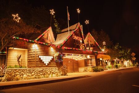 Laguna Beach, CA, USA â December 1, 2015: Christmas holiday lights at the Laguna Sawdust Arts Festival in Laguna Beach, California. For editorial use only.のeditorial素材