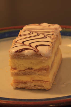 Napoleon Italian dessert pastry on a plateの写真素材
