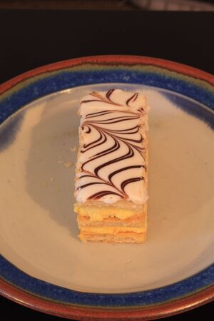 Napoleon Italian dessert pastry on a plateの写真素材