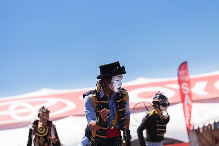 Costa Mesa, California, United States - July 16, 2016: Dragon Knights steampunk stilt walkers...