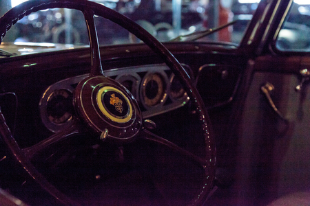 El Segundo, CA, USA - September 26, 2016: 1936 Packard touring car displayed at the Automobile Driving Museum in El Segundo, California, United States. Editorial use only.のeditorial素材