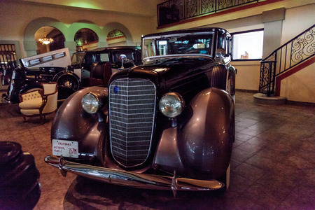 El Segundo, CA, USA - September 26, 2016: 1936 Lincoln V12 Towncar displayed at the Automobile Driving Museum in El Segundo, California, United States. Editorial use only.のeditorial素材