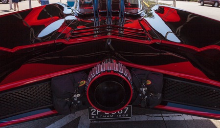 Laguna Beach, CA, USA - October 2, 2016: Black and red 1966 Batmobile displayed at the Rotary Club...