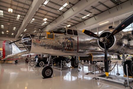 Santa Ana, CA, USA - January 21, 2017: North American B-25 bomber called Mitchell displayed at the Lyon Air Museum in Santa Ana, California, United States. It was used during World War II. Editorial use only.のeditorial素材