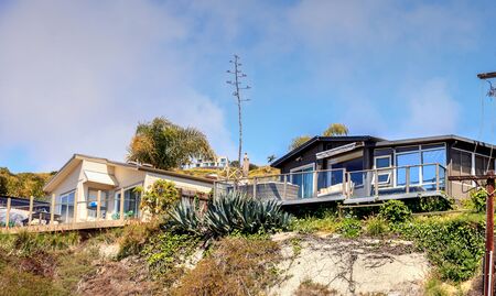 Laguna Beach, California, April 7, 2017: Prefabricated luxury mobile home on a hillside above the coastline of Laguna Beach. Editorial use only.のeditorial素材