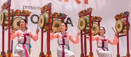 San Diego, CA, USA - July 1, 2017: Korean drum dance performed at the San Diego Zoo Safari park....